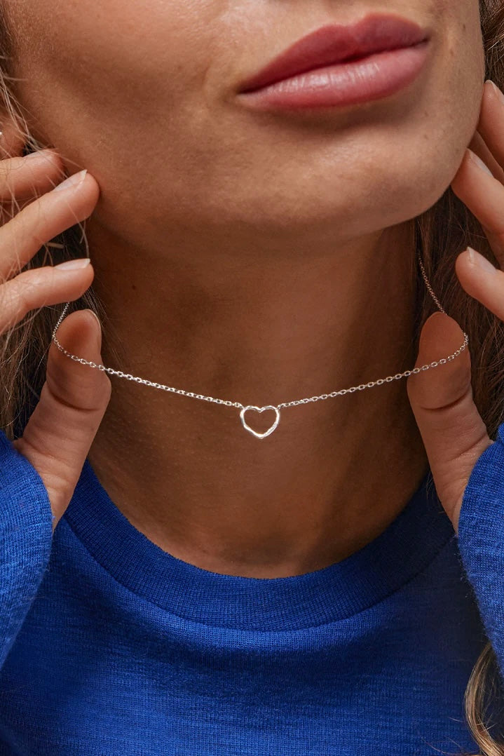 Necklace Organic Heart Silver