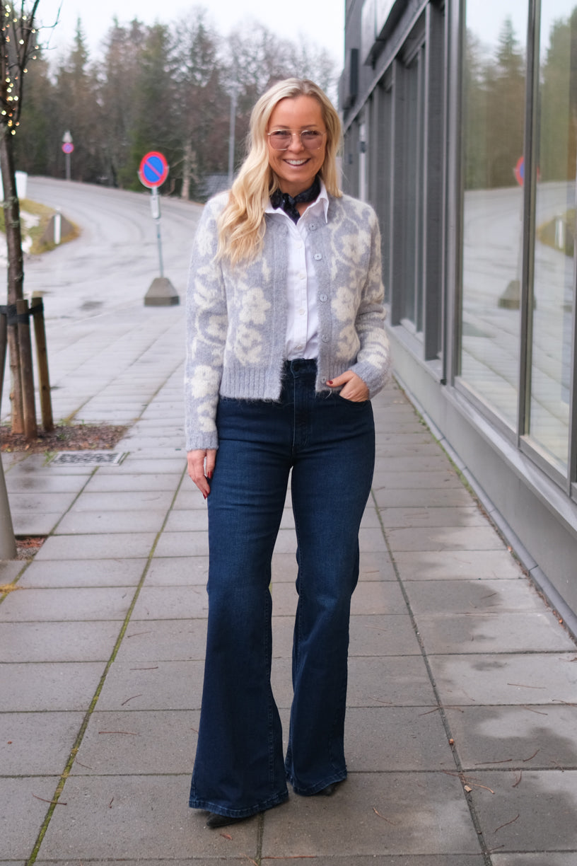 Jacquard Knit Jacket Sky Blue