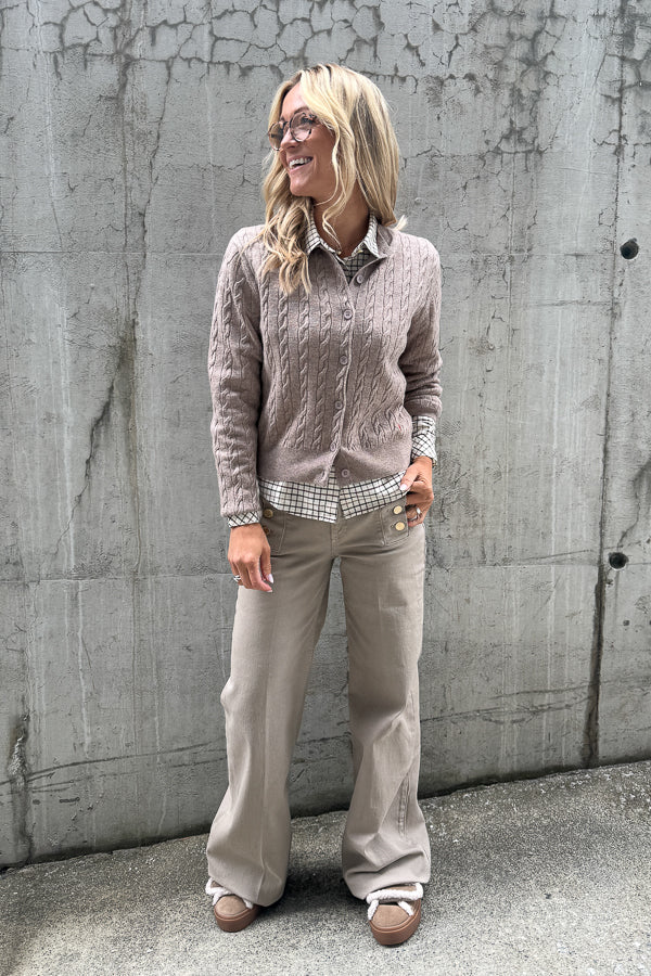 Knitwear Cable Cardigan Beige Melange