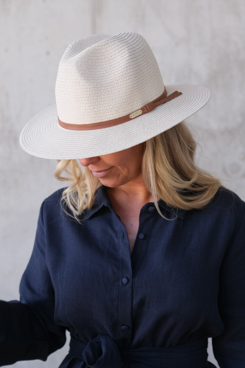 Evelyn Braid Trilby Hat Natural