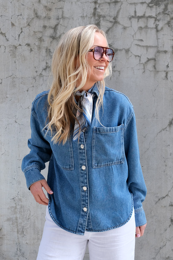 Silke Skjerf Square Blå/Rosa Paisley