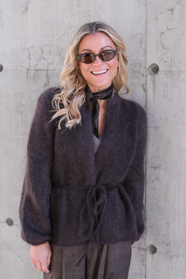 Fredrikke Chunky Cardigan Dark Brown