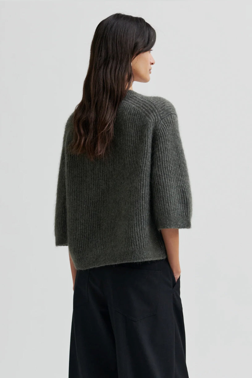 Andrea Knit Rib Cardigan Beluga
