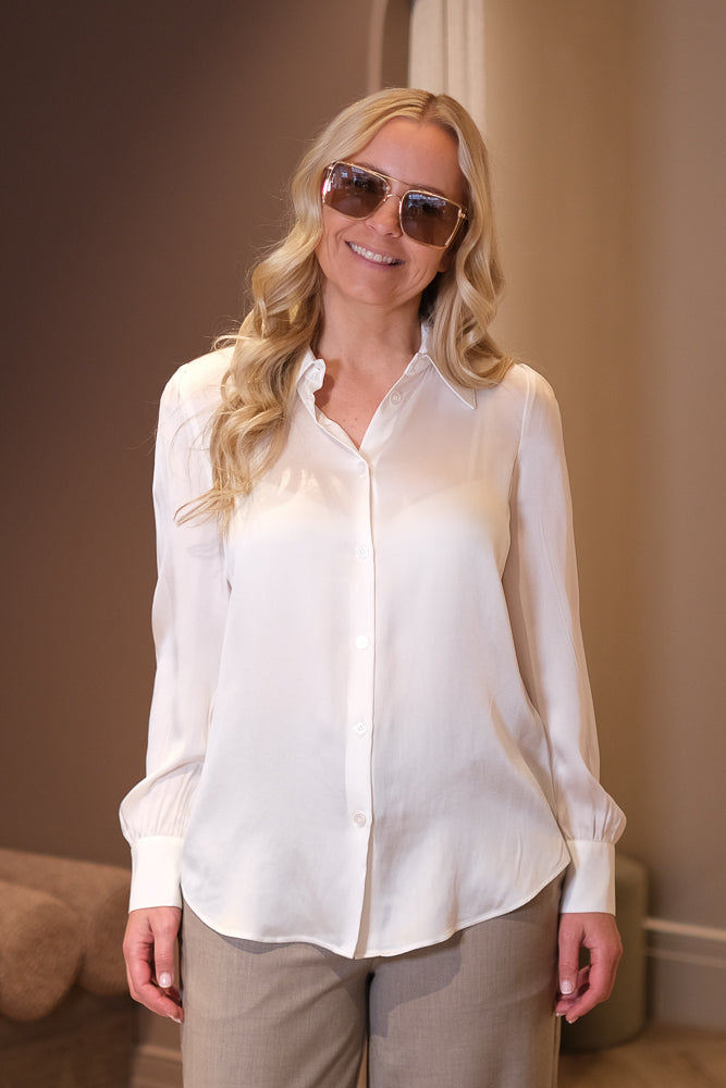 Latia Puff Silk Shirt White