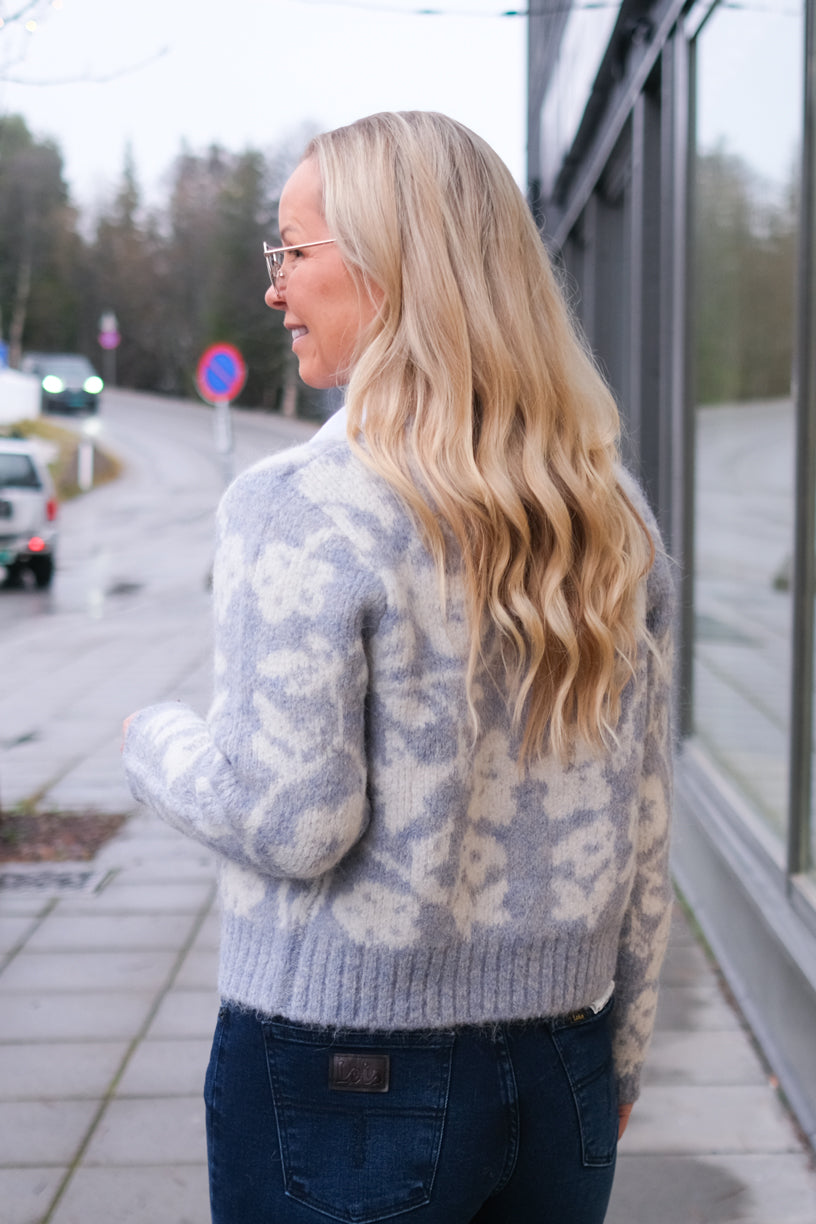 Jacquard Knit Jacket Sky Blue