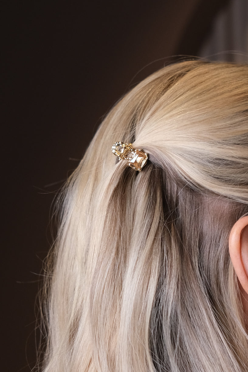 Hårklype Seraphina Crystal Firkant Liten Peach