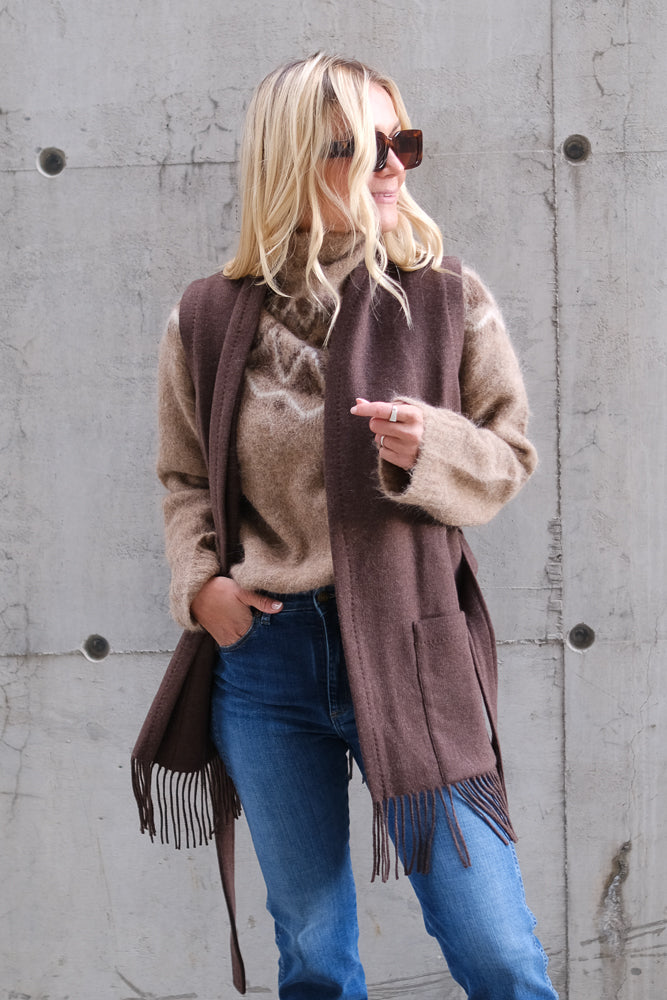 Elly Lambwool Vest Brown Melange