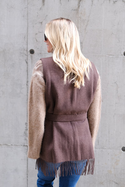 Elly Lambwool Vest Brown Melange