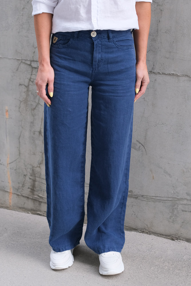 Culotte Linen Pants Blue Fusion