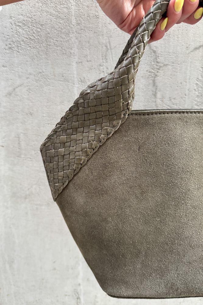 Aura Bag Olive Suede Small