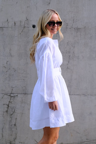 Aino Linen Dress White