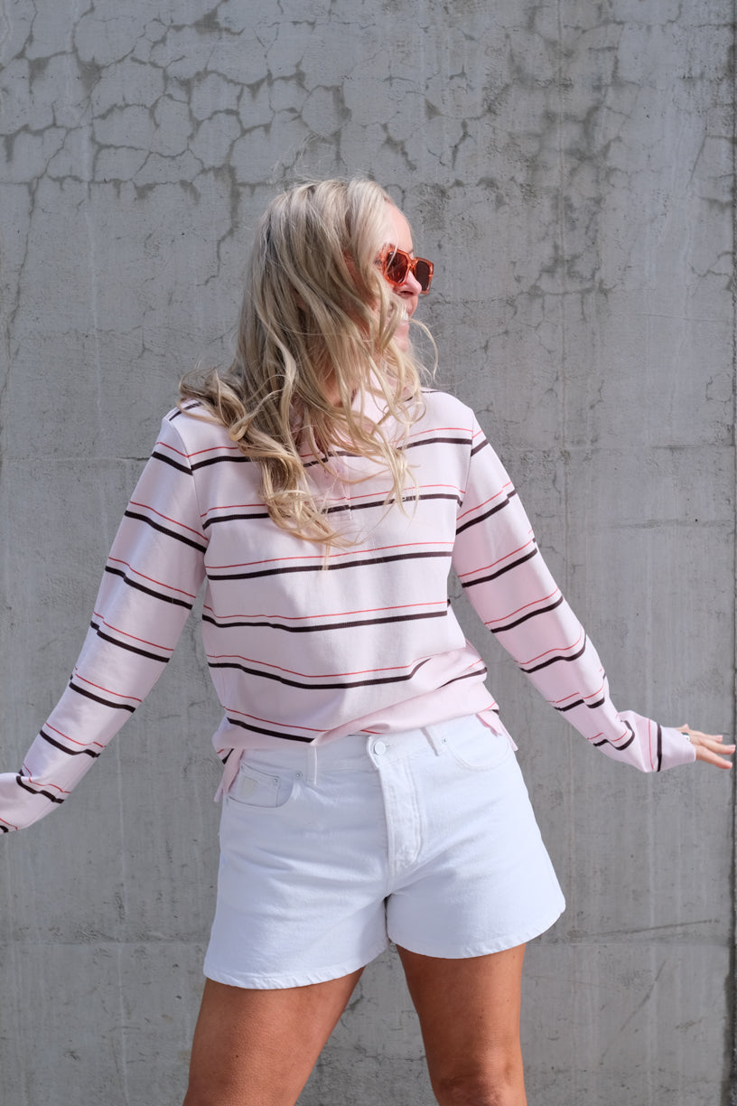 Lovella Striped Polo Tee Festival Bloom