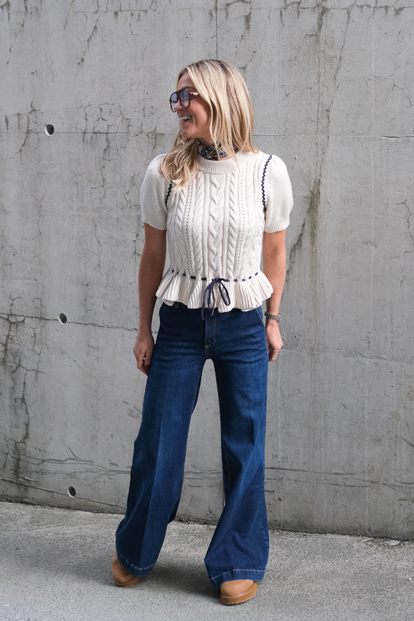 Chandi Short Seeve Sweater Heather Oat