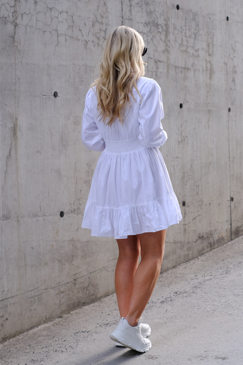 Poplin Button Down Dress White