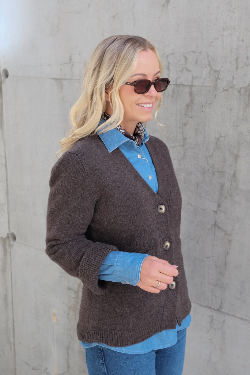 Tate Cardigan Cold Brown