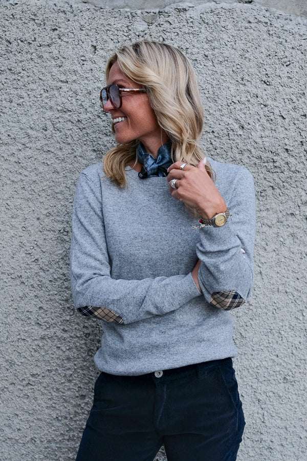 Pendle Crew Knitted Jumper Grey Marl