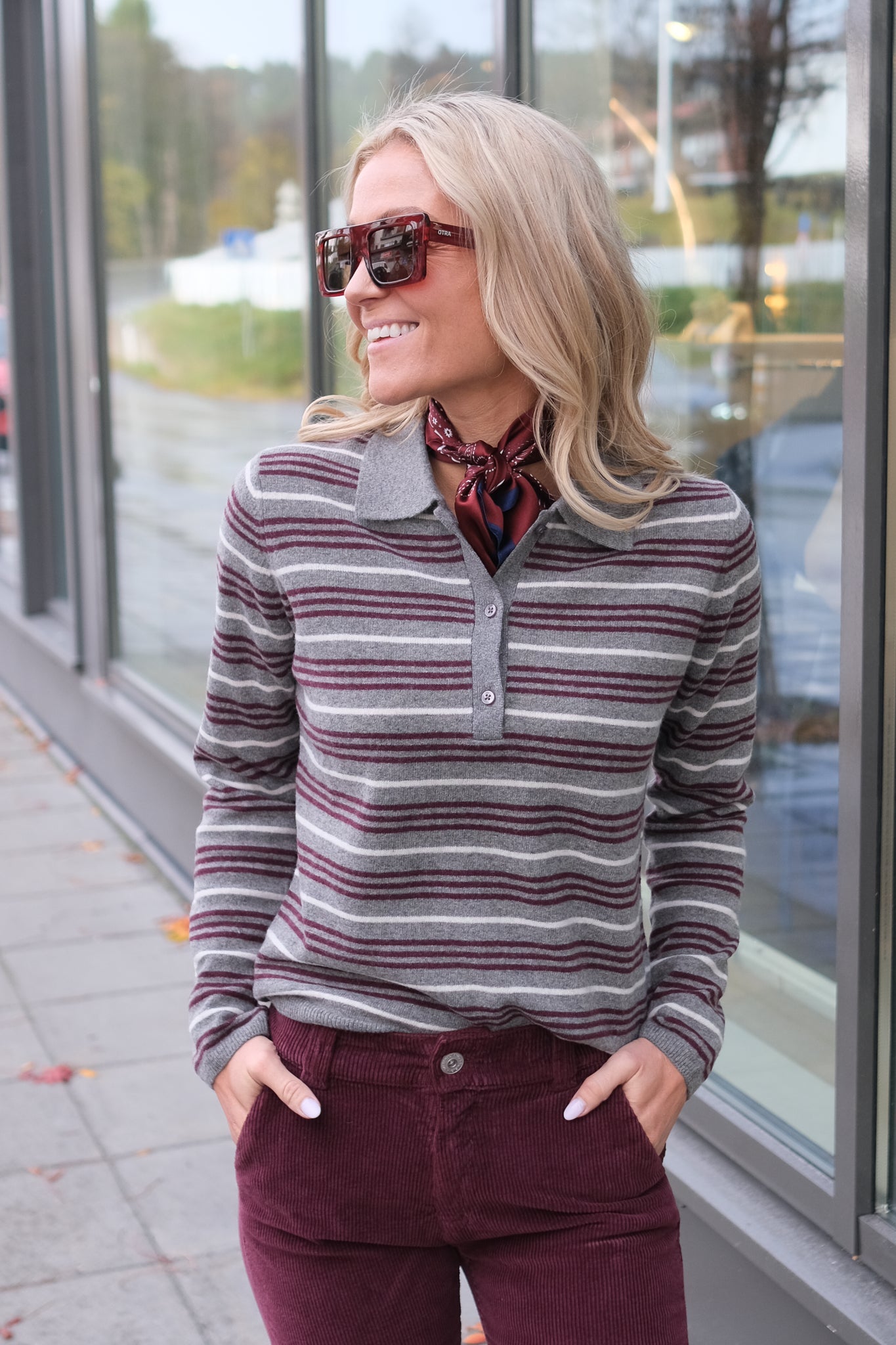 Cassie Stripe Grey Multi