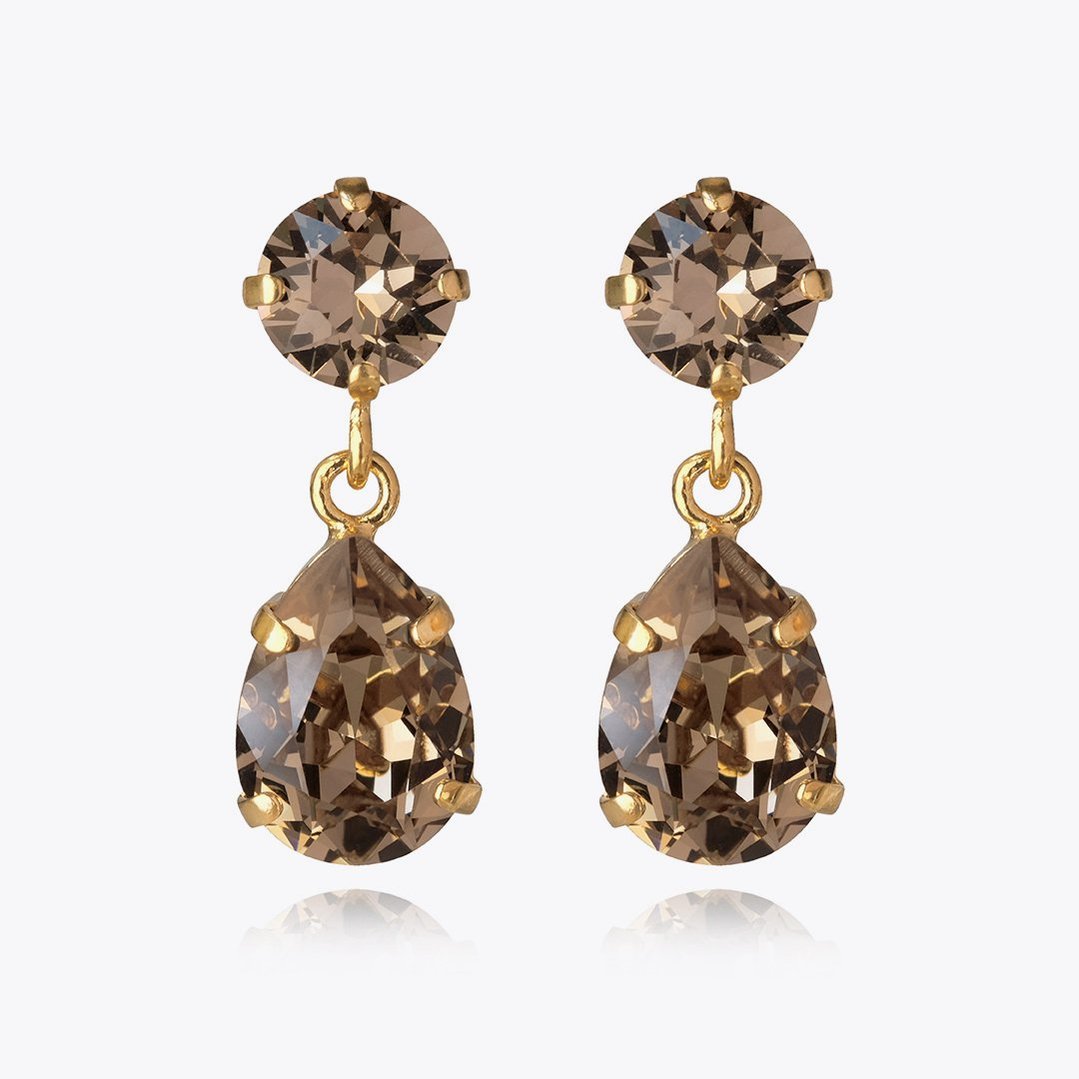 Mini Drop Earrings Gold Greige