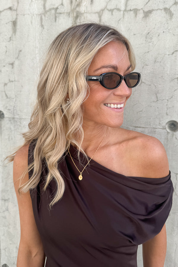 Vanessa Satin Maxi Dress Mocha Brown