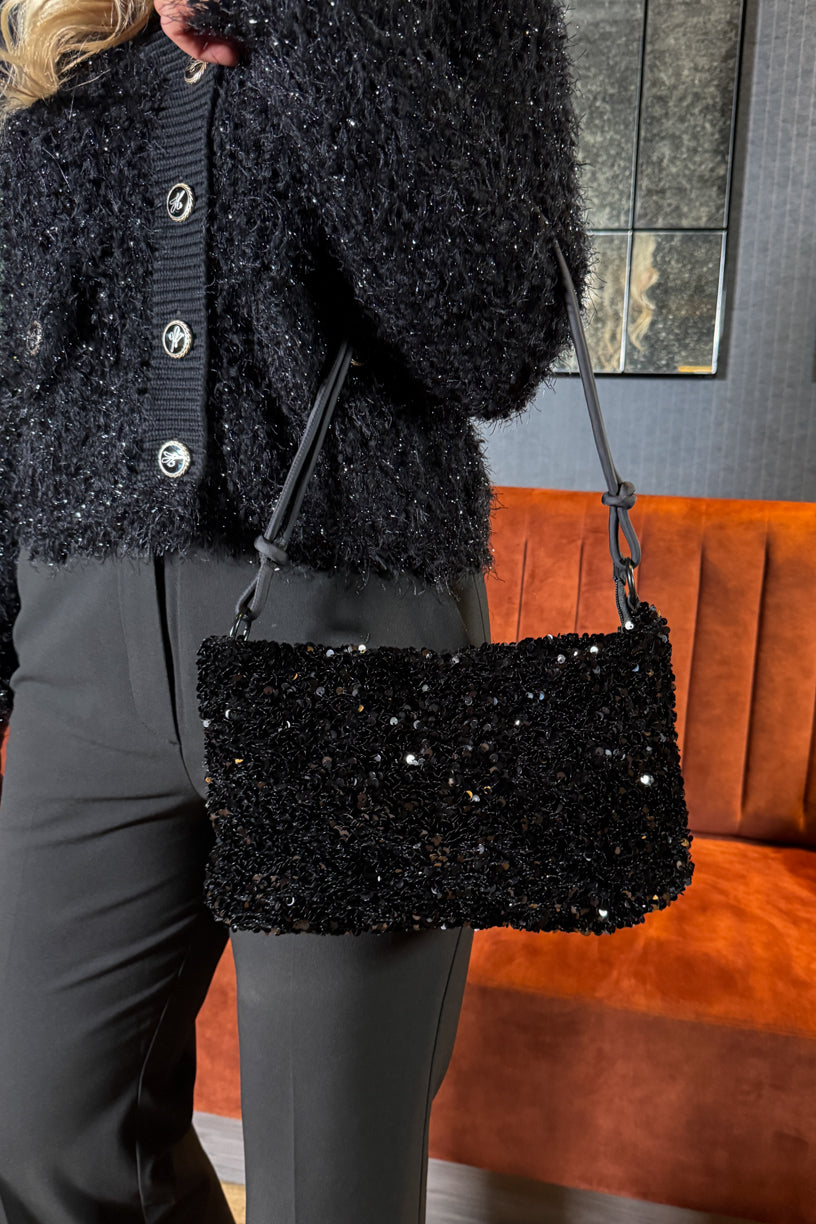 Day Sequin Shoulder Bag Black
