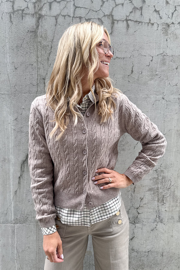 Knitwear Cable Cardigan Beige Melange