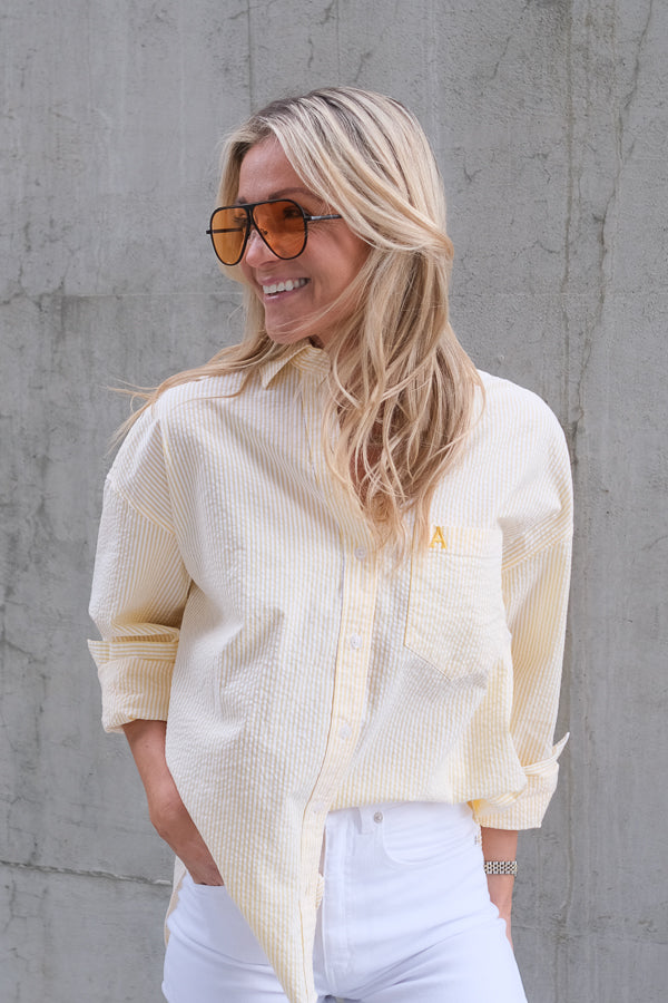Venice Seersucker Classic Shirt Yellow Stripe