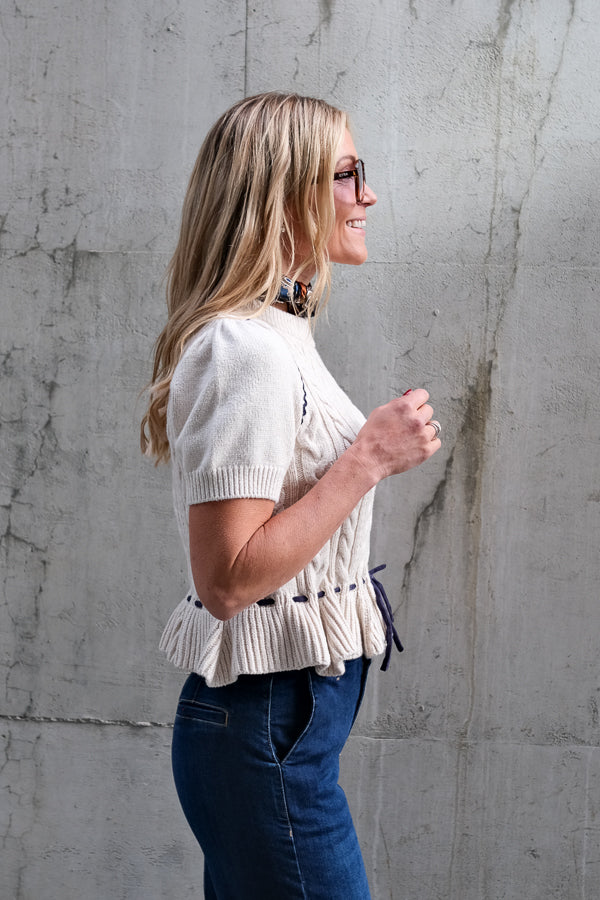 Chandi Short Seeve Sweater Heather Oat