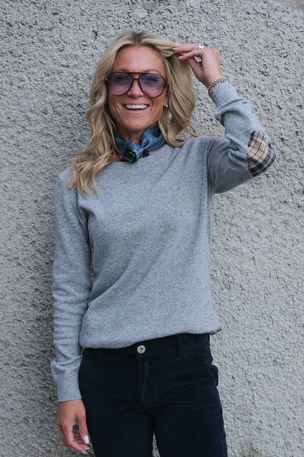 Pendle Crew Knitted Jumper Grey Marl