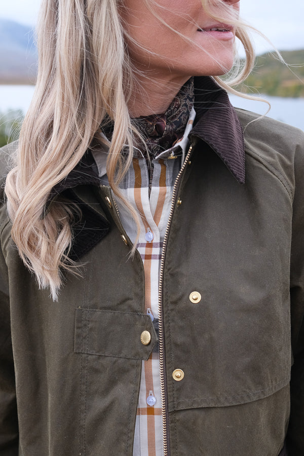 Checked Kirklees Wax Jacket Beech