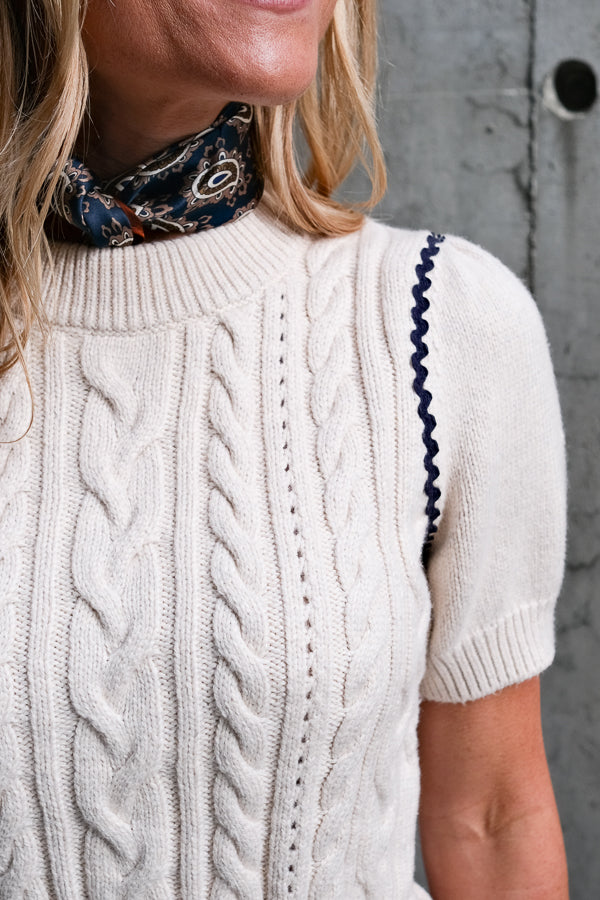 Chandi Short Seeve Sweater Heather Oat