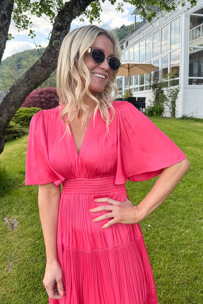 Angie solid Dress Long Pink