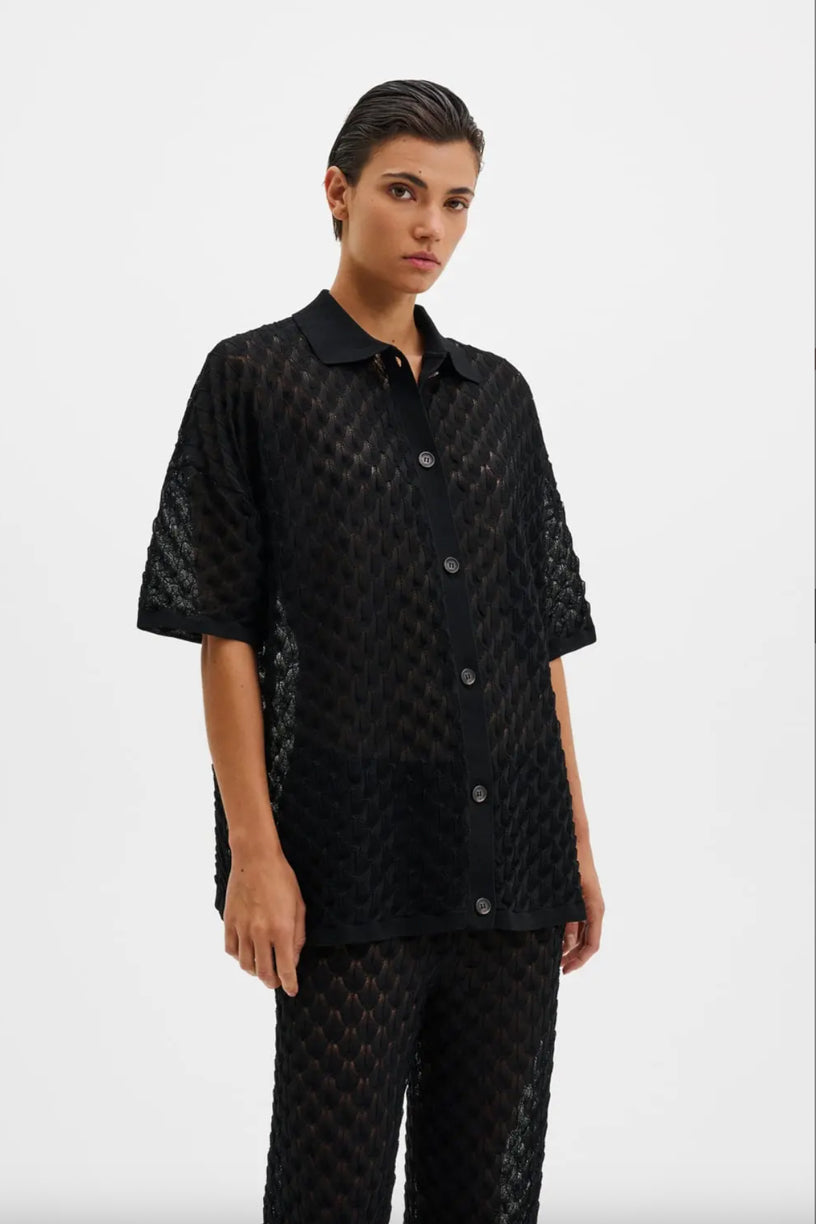 Moa Oversized Knitted Shirt Black