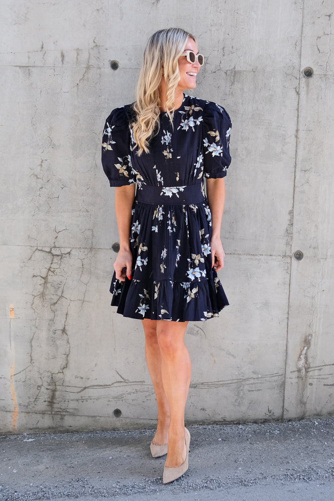 Structured Mini Dress Blue Bouquet