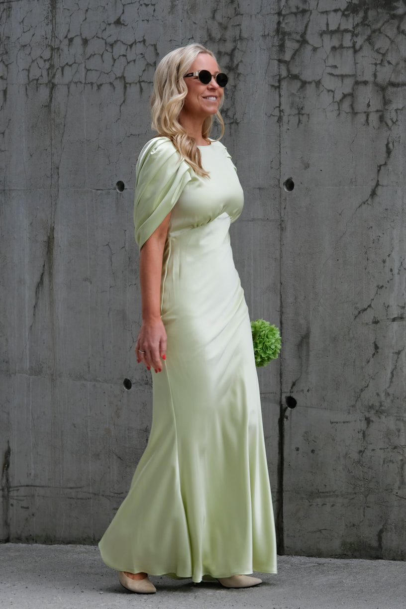 Louise Draped Back Maxi Dress Pistachio