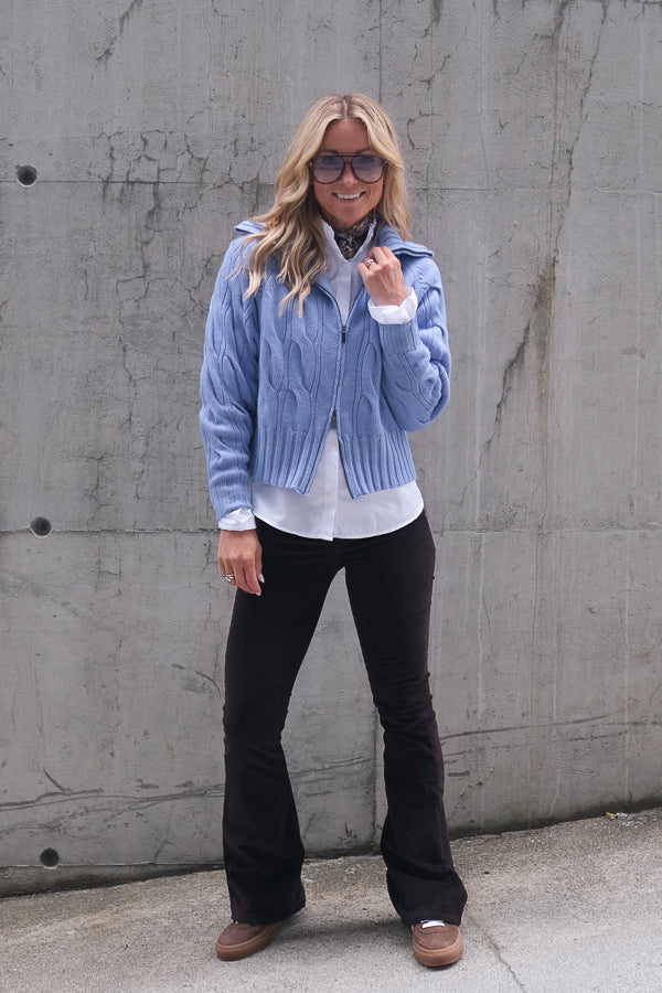 Cosima Zip Cardigan Light Blue Melange