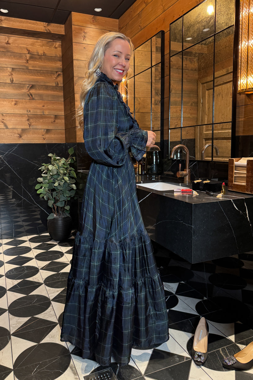 Check Showpiece Dress Green Check