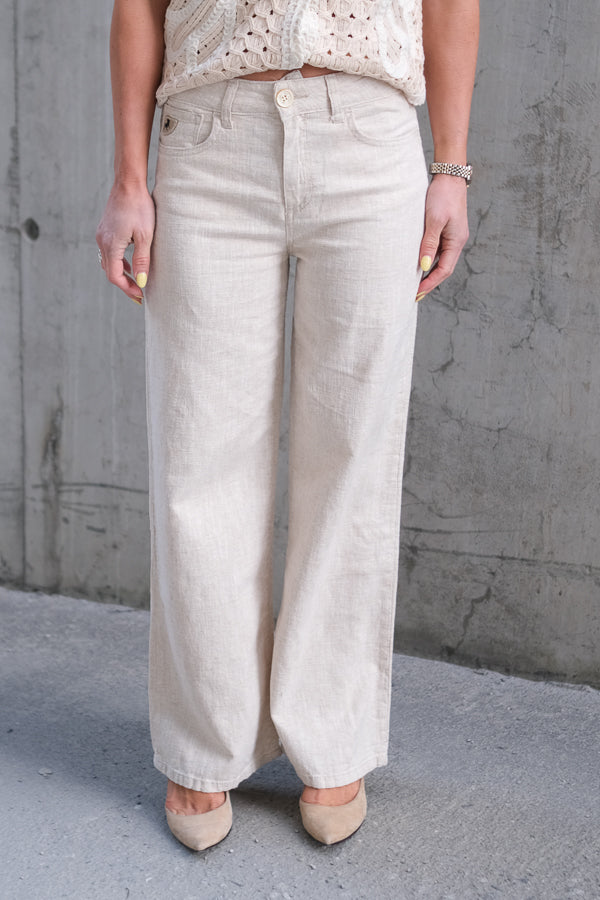 Culotte Linen Pants Natural Rinse
