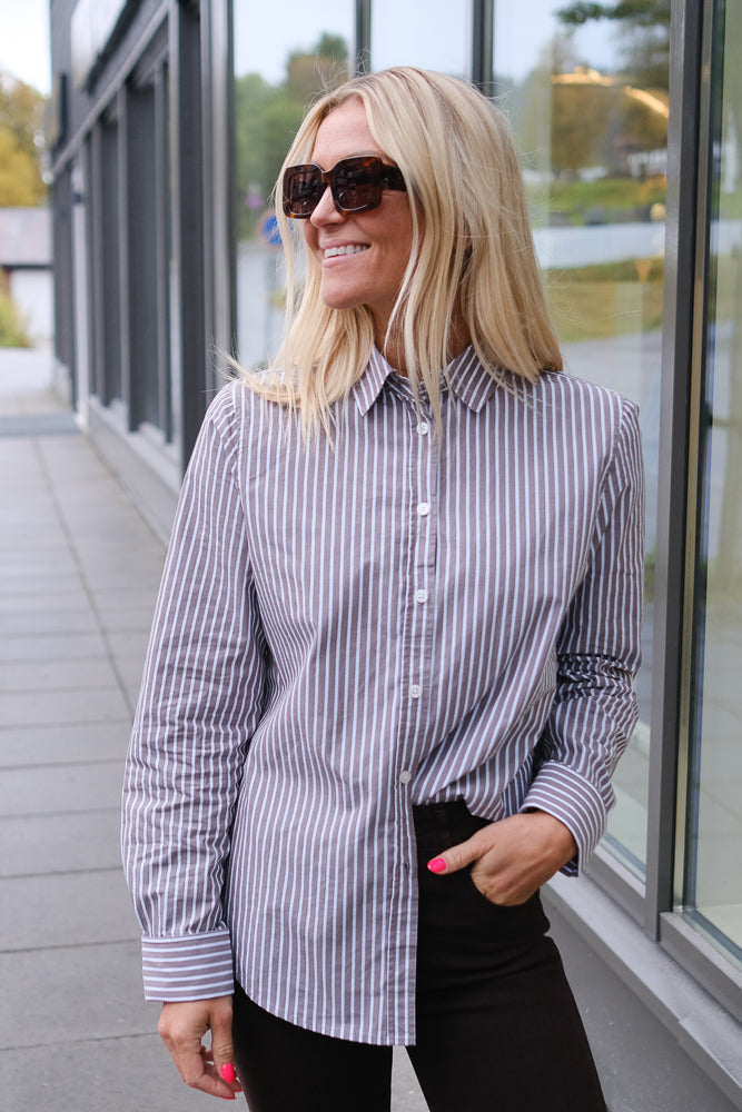 Fritila Shirt Dark Taupe Stripe