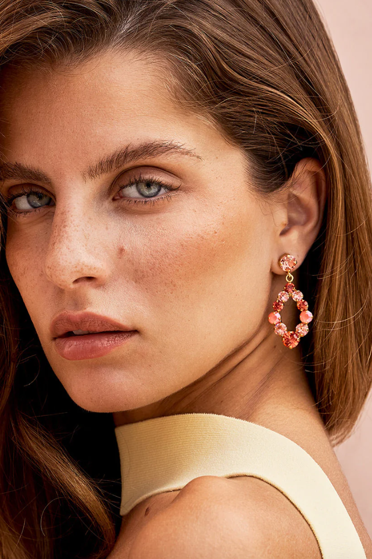 Mini Delia Earrings Gold Light Coral Combo