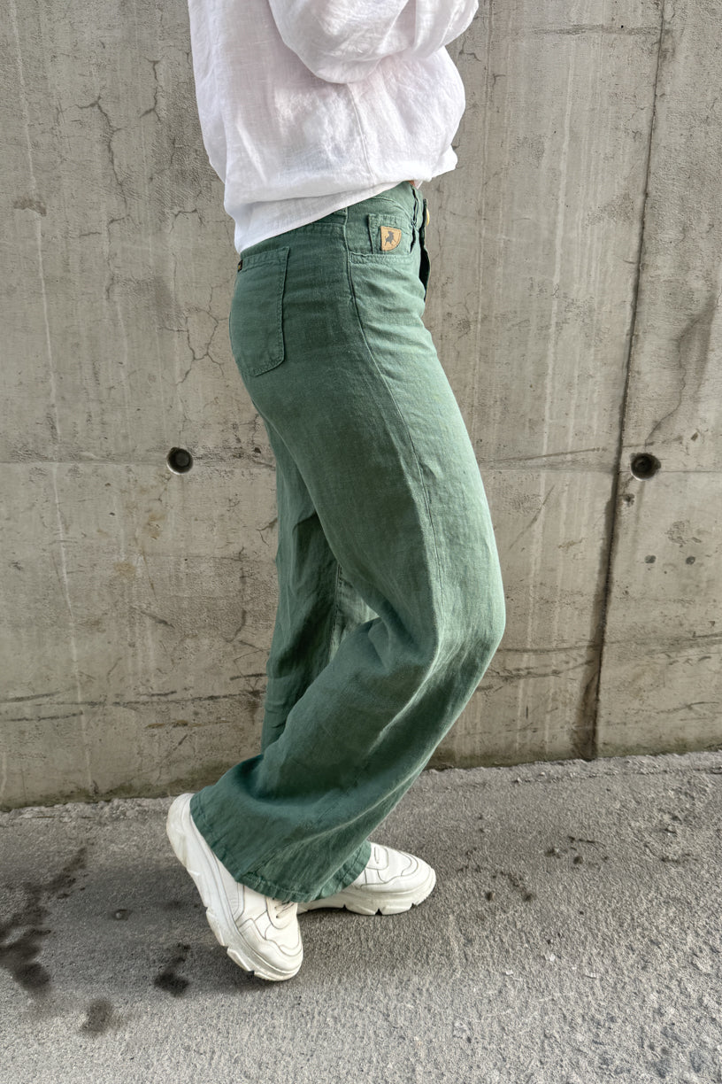 Culotte Linen Pants Dark Ivy