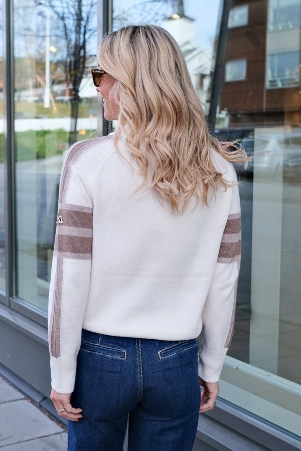 Ulmin Half Zip Jumper White Mauve & Brown