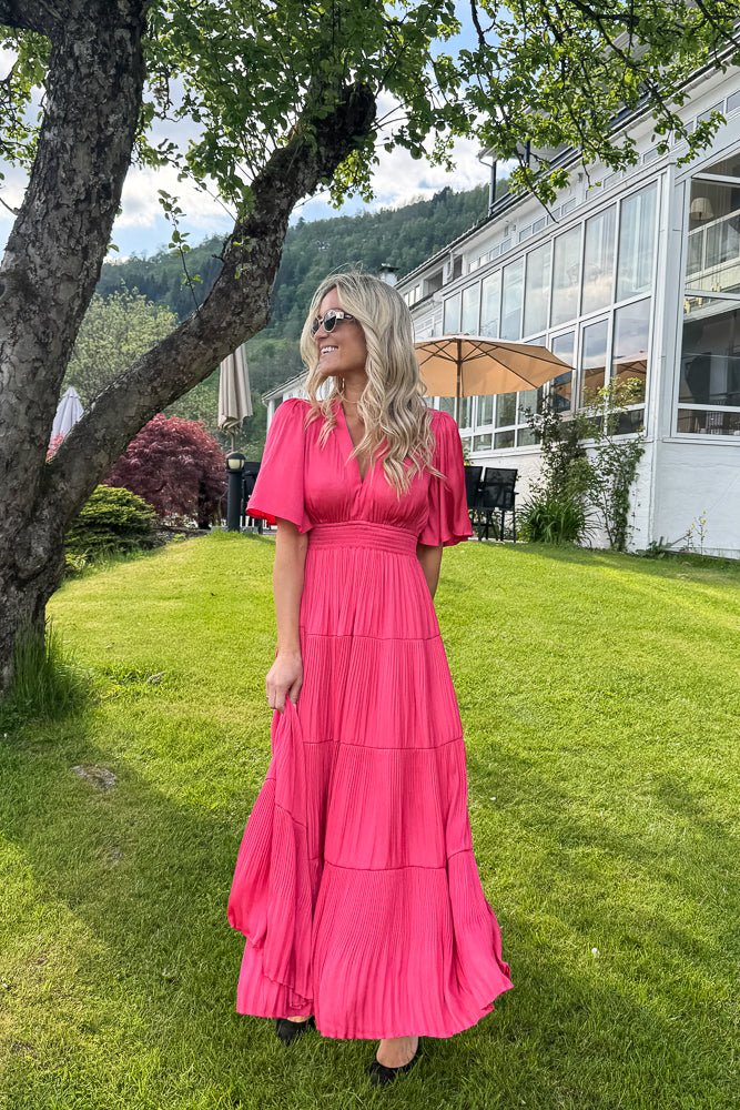 Angie solid Dress Long Pink