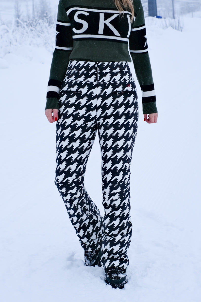 Aurora High Waist Flare Pant Houndstooth