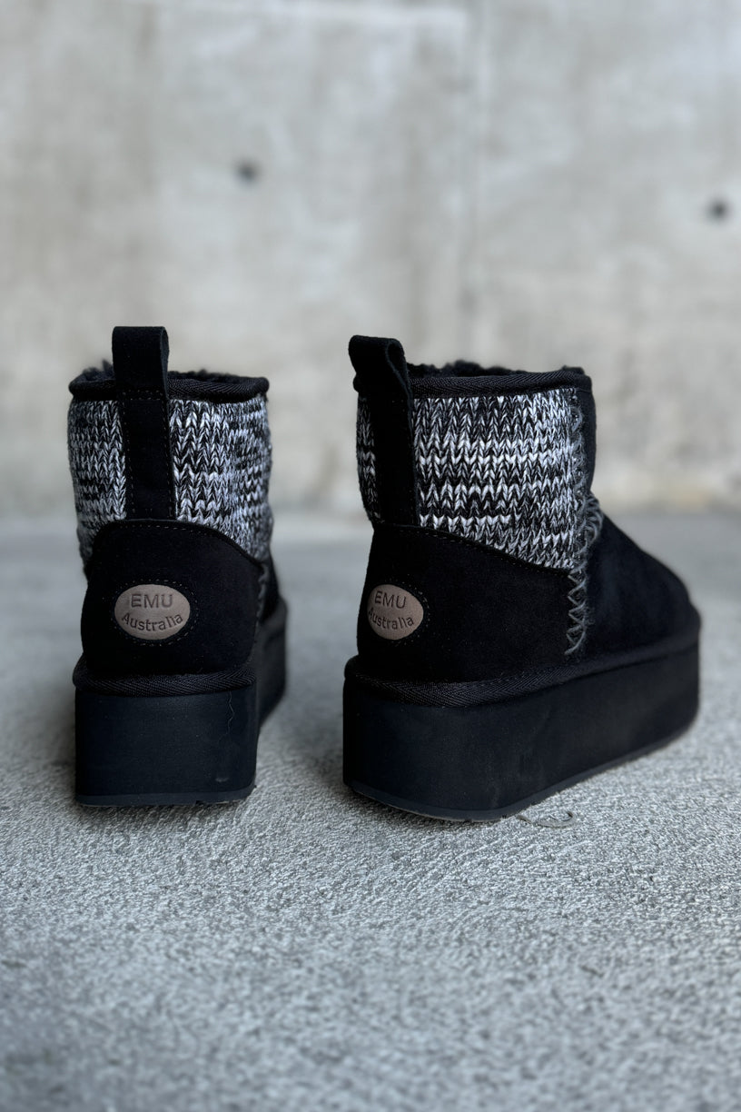 Stinger Knit Platform Boots Black