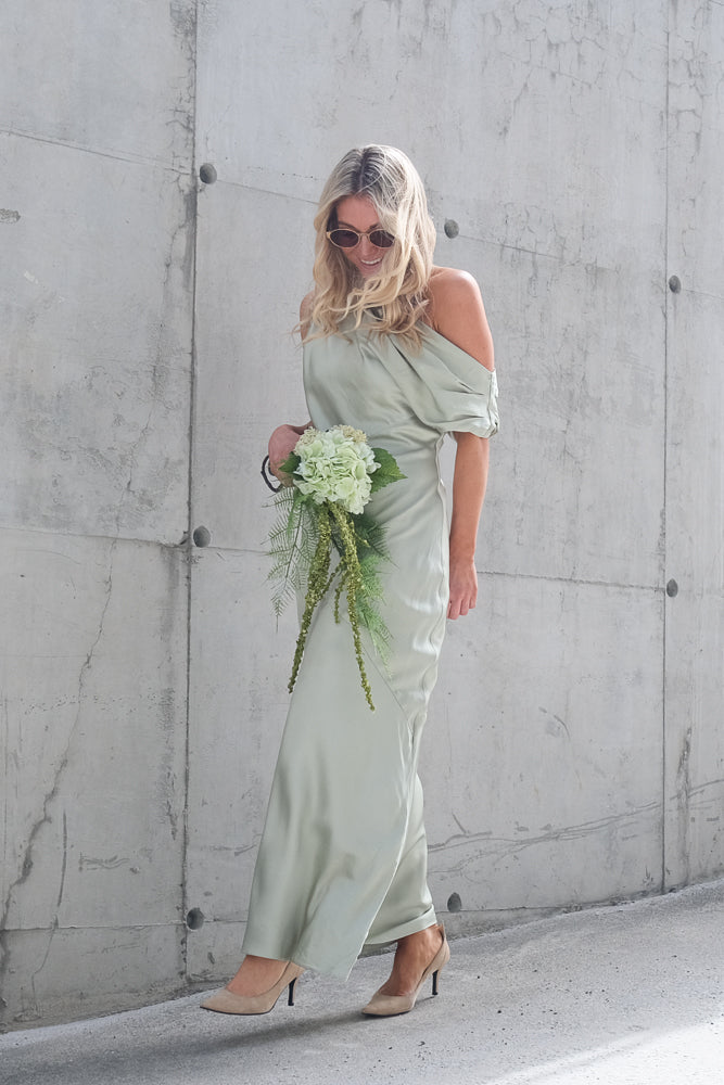 Vanessa Satin Maxi Dress Desert Sage