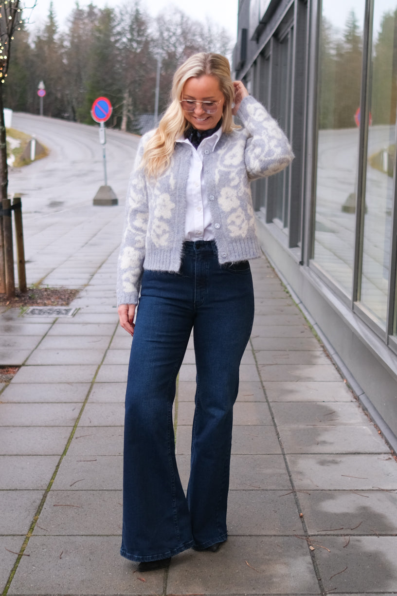 Jacquard Knit Jacket Sky Blue