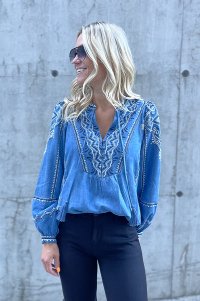 Kalani Blouse Tencel Blue