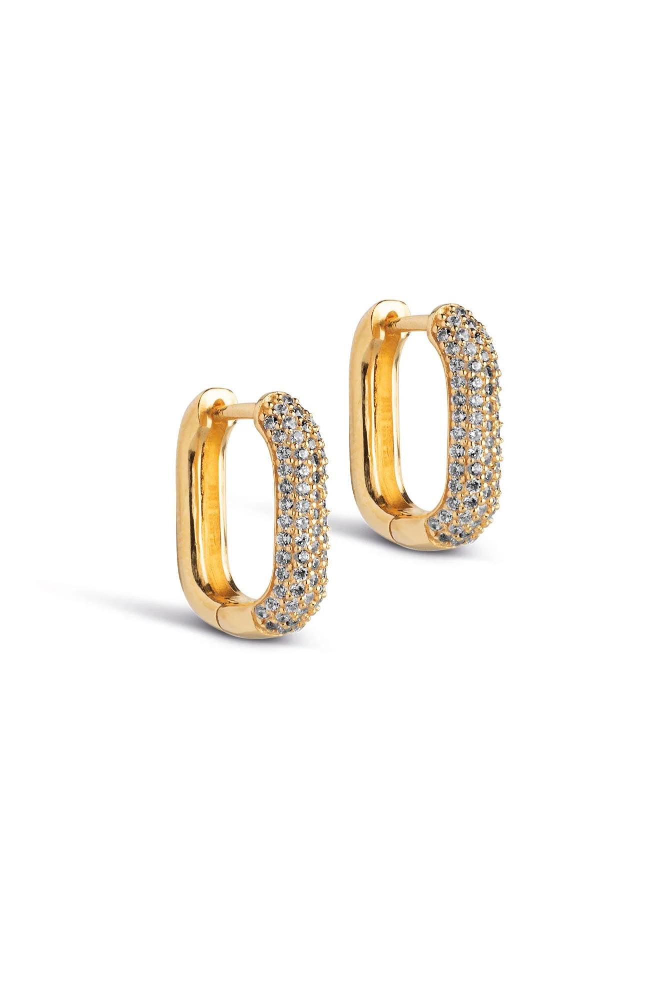 Hoops Sparkling Square 15mm Gold