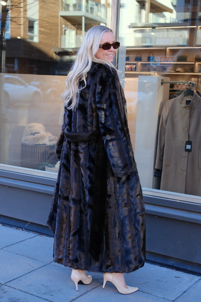 Vaujany Faux Fur Maxi Coat Rich Brown