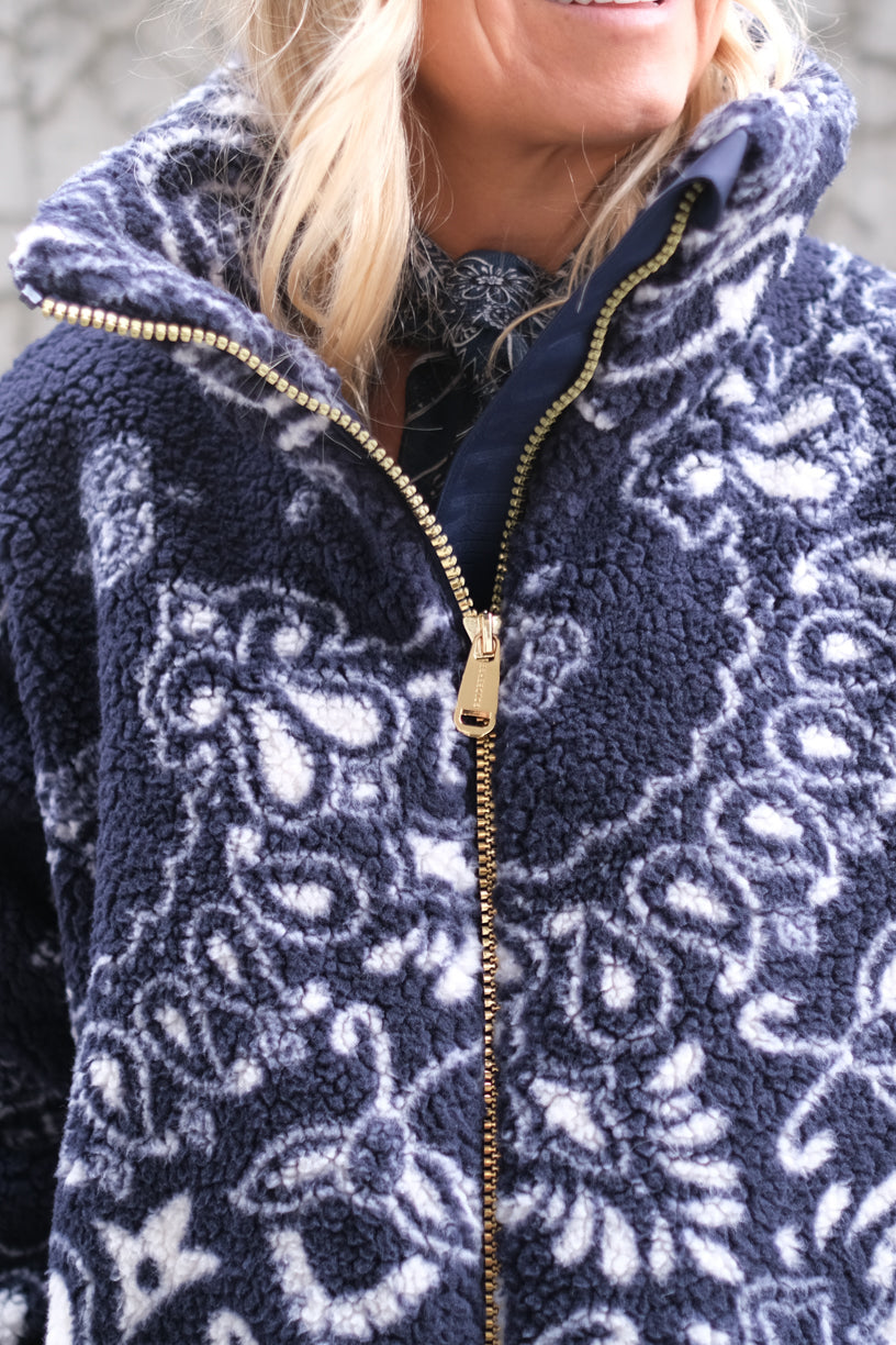 Bandana Fleece Jacket Paisley Blue